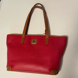 Dooney & Bourke Red Tote with Tan Accents